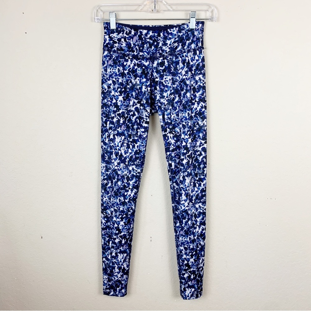 Beyond Yoga Blue and White Abstract Print Leggings Women's Size Small